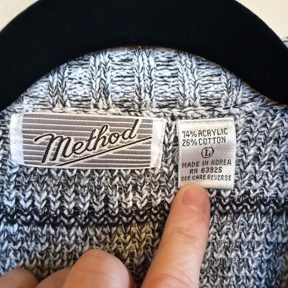 Stylish Black and Gray Patterned Cardigan Sz.L - Picture 4 of 4